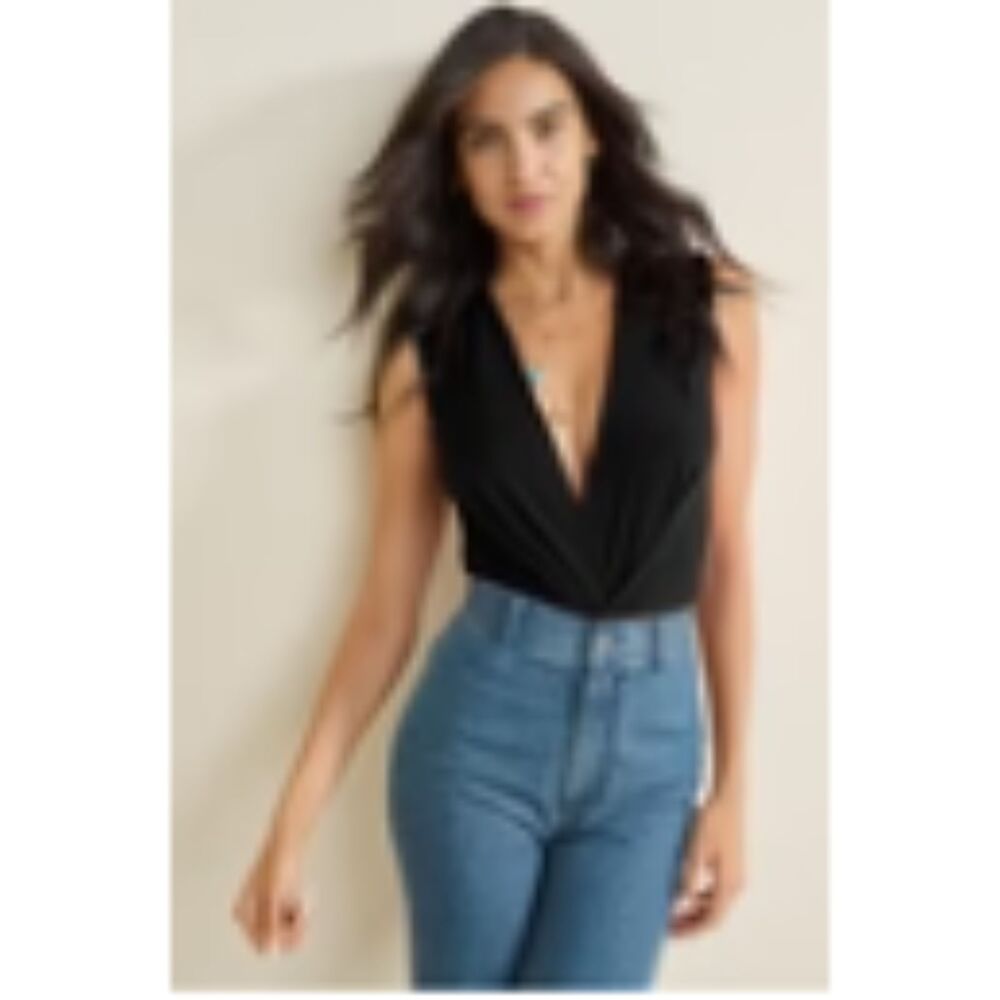 Plunging Neckline Plus Size 3X Black Bodysuit NEW Snap Crouch Thong Back